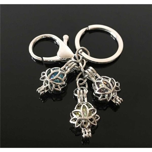 

european and american popular feather pearl cage key ring can open hollow pearl noctilucent pearl volcanic ston bbylpp nana_shop, Silver