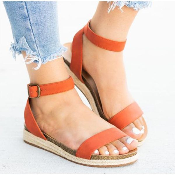 

sandals ankle buckle platform female peep toe ladies retro comfortable casual shoes drop summer women leopard sandals1, Black
