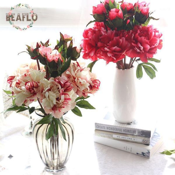 

decorative flowers & wreaths 1pc artifical peony silk flower real touch humectant floristry for wedding party home 5 colors1