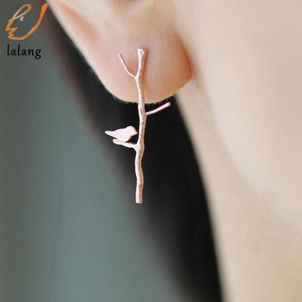 

2021 new fashion trend stud earrings punk simple leaves bird stud earrings personality temperament wild women, Golden;silver