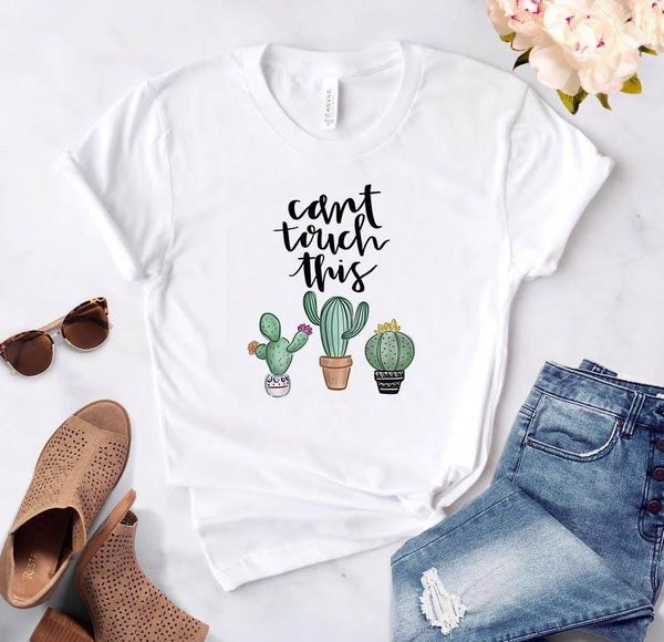 

не могу прикоснуться к этому кактусу print women tshirt хлопок повседневная смешная футболка подарок 90s lady yong disk drop ship s-889, White