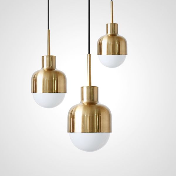 Современный маленький покрытый золотой кулон лампа лофт промышленные подвески светильника простая спальня гостиная столовая светильника