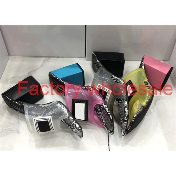 

fashion luxury designer womens pvc crystal sandals slides high heels summer indoor designer transparent crystal female slipper shoes 42 43, Black