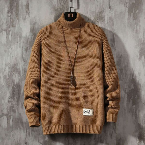 

autumn men's college students' tide brand turtleneck winter warm and thickened korean trend bottomed sweater, White;black
