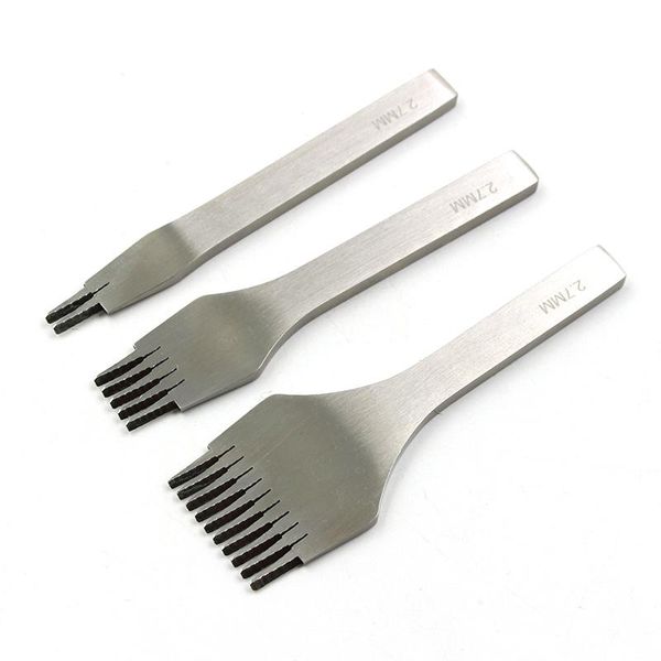 

leather stitching punch tool chisel leather hole punches tools set craft polished prongs lacing stitch diy(2.7 3.0 3.38 3.85)mm, Black