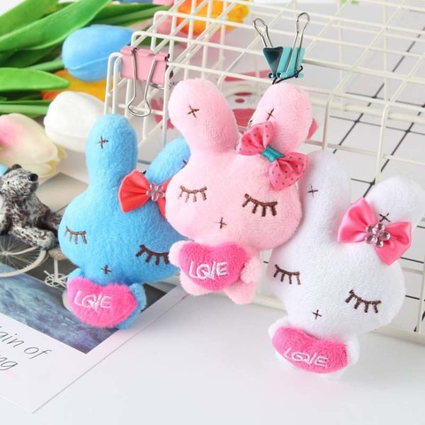 

flower mini bunny plush toys 10cm rabbit kawaii soft stuffed animal toys small pendant by phone bags gifts for wedding, Slivery;golden