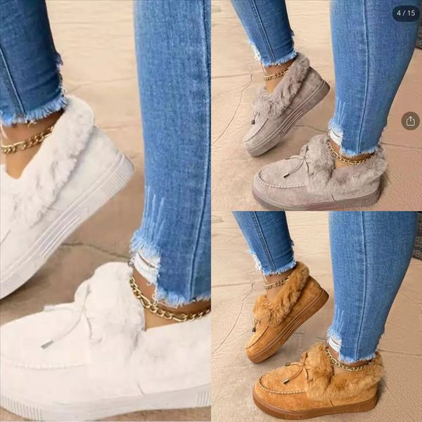 

d4osq woman fur winter warm shoes plus velvet faux men indoor slippers soft mop floor yarn plush anti-slip lovers home cotton snow boots, Black