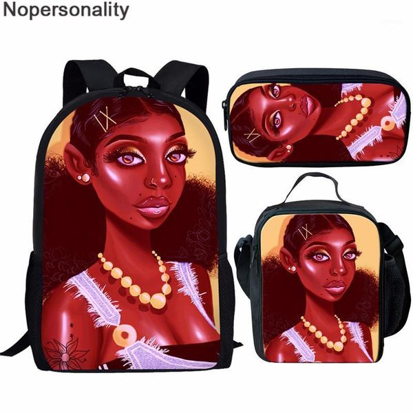 

nopersonality kids bags for school black art african girls design backpack children 3pcs/set schoolbag bookbag mochila satchel1