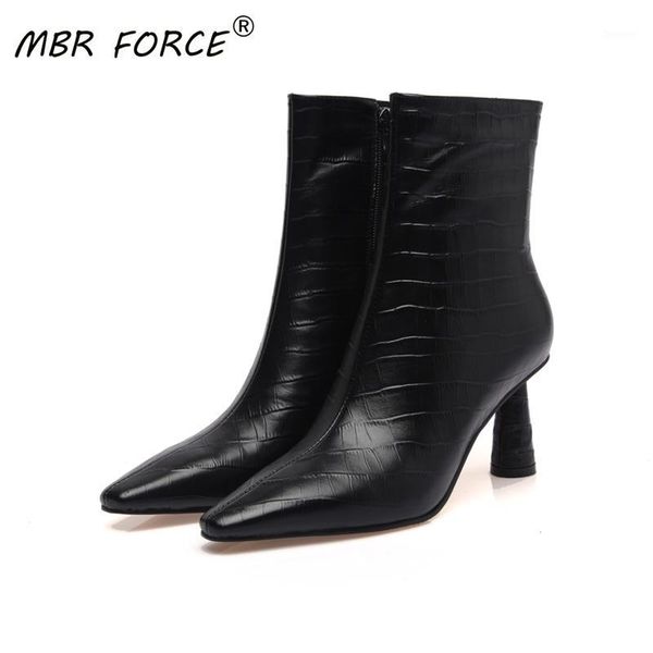 

mbr force fashion ankle boots women ladies female shoes woman shoes high round heels boots party dress dr mujer black brown1