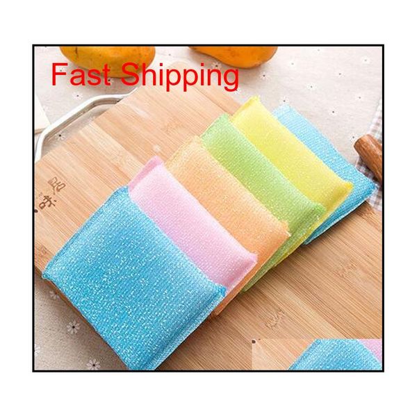 

new kitchen clean helper multicolor non stick oil magic washing dish cleaning sponge scouring pads clean qyldyz sports2010