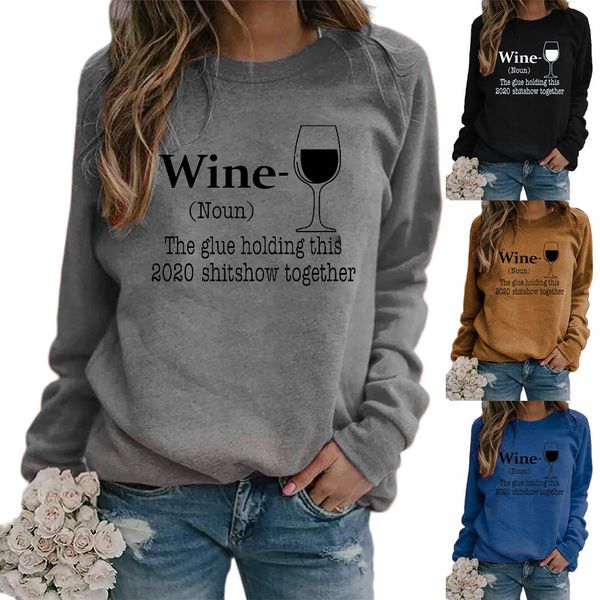 

glass designer wine print sleeve sweatshirts autumn winter long women sweatshirt womens 7 woman tshirts designer colors s-2xl idxan, Black
