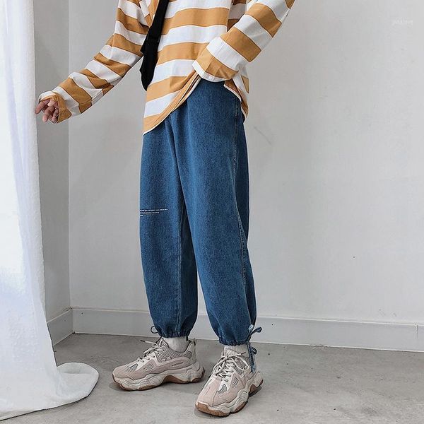 

2019 autumn men's baggy homme cargo pocket jeans tide holes trousers fashion trend male blue color loose casual pants s-2xl1