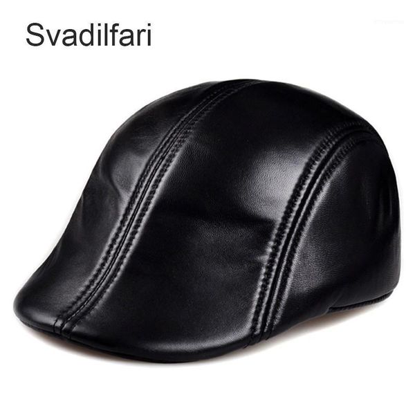 

svadilfari genuine leather berets for men casual black duckbill ivy caps male spring luxury italian brand directors flat hats1, Blue;gray