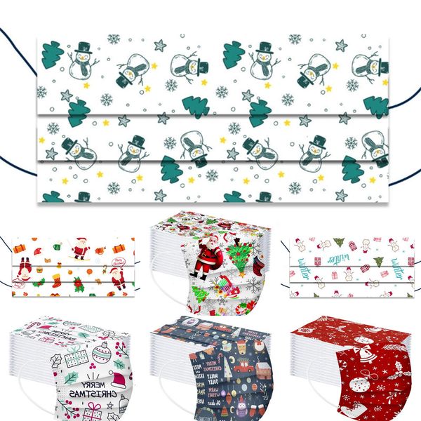 

face with christmas masks kids elastic ear disposable loop 3 ply breathable dust air anti-pollution fashion mask mouth moutlet24g6