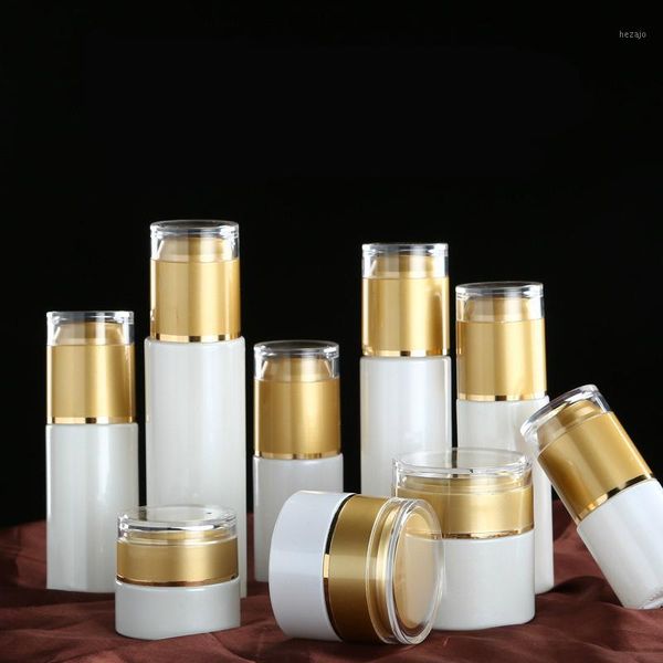 

storage bottles & jars 50pcs pearlescent white glass lotion bottle cream jar spray press pump with acrylic lid cosmetic set packaging contai