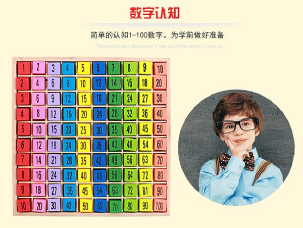 

new wooden children's early education toy 100 multiplication board color three-dimensional nesting digital calculation for kids learnin