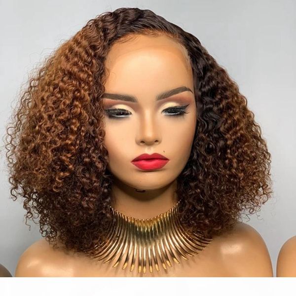 

brazilian ombre blonde kinky curly full lace human hair wigs for women 360 lace frontal curly ombre auburn 13x6 lace front wigs, Black