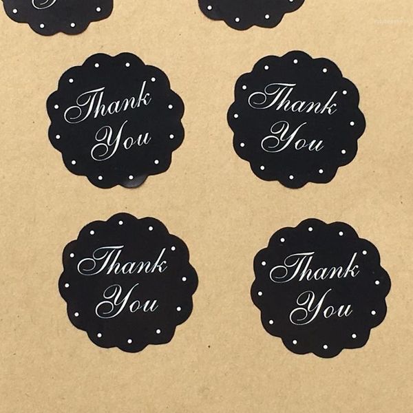 

gift wrap 3cm black thank you round custom adhesive sticker labels scrapbook envelop classic paper handmade gifts packing stickers1