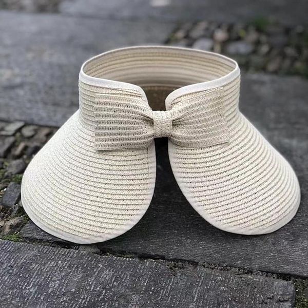 

brand new spring summer visors cap foldable wide large brim sun hat beach hats for women straw hat wholesale chapeau wmthbg, Black;white