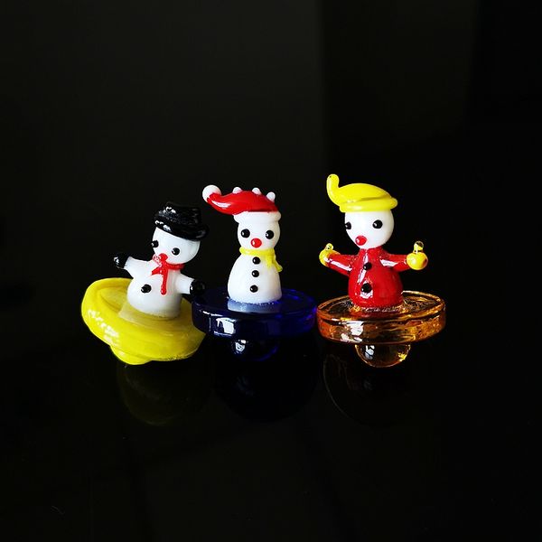 Kuvars Banger Çiviler DCC17 için Sigara Aksesuarları Mini Küçük Noel Kardan Adam Carb Cap Karikatür Cam Carb Caps