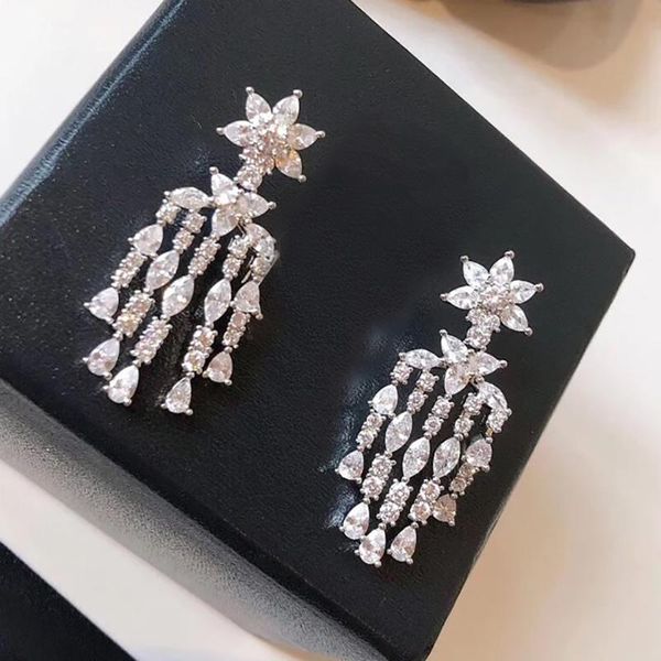 

stud 2021 brand pure s925 sterling silver jewelry pin zircon earrings meteor summer taste, Golden;silver