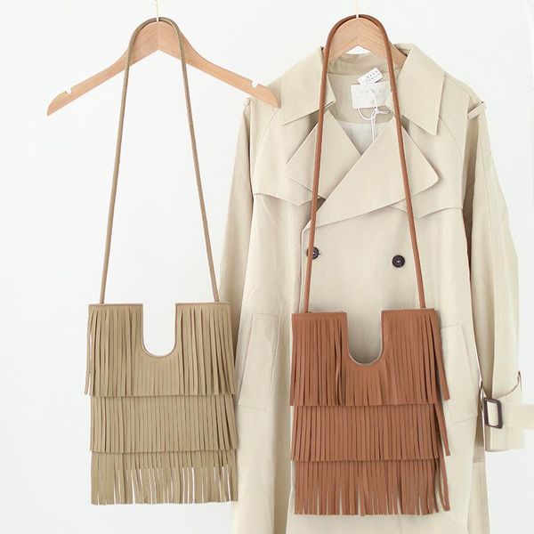

lady vegan leather fringes handbag women fashion casual quality pu leather tassel daily designer luxury over shoulder bag
