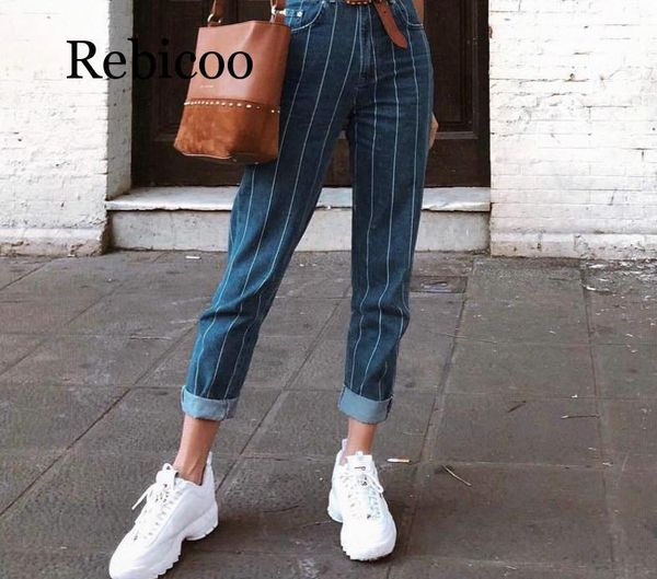 

striped jeans pants fashion zip pocket blue jeans casual slim slimming pants 2020