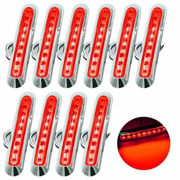 

waterproof side marker lights proof dust proof red 9 led truck lorry bus