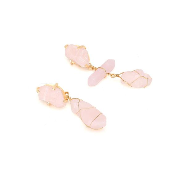 

серьги из ручного розового драгоценного камня все-матча геометрические асимметричные ушные кулон женские ювелирные изделия из ручной работы