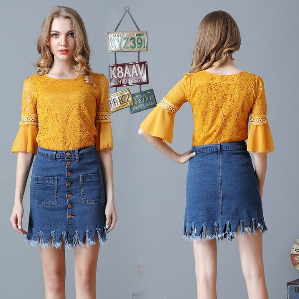 

bainha out only hip package jeans mini quit joker style for s-2xl girls uayk, Black