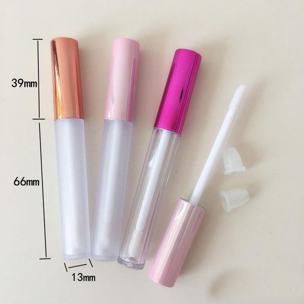 

2.5ml plastic frosted lip gloss tube empty lip container with purple lid clear lipgloss refillable rose gold lipstick tools