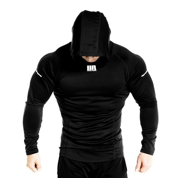 

men brand solid color hoodies fashion casual gyms fitness hooded jacket male lycra sweatshirts sportswear clothing y200704, Black