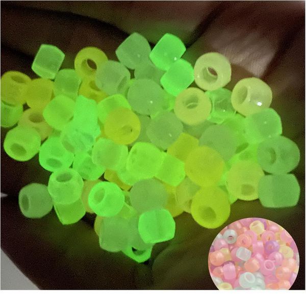 

100pcs luminous acrylic beads 6*9mm big hole glow in the dark spacer beads for jewelry making diy bracelet necklace acc qylcsg