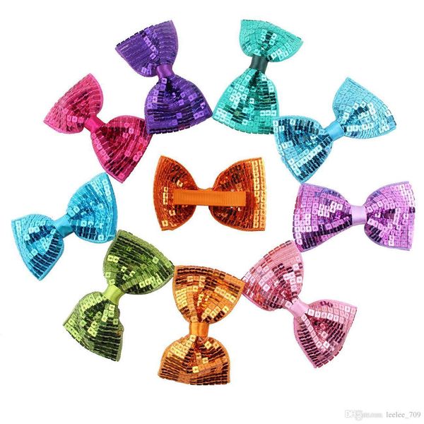 

clip sequin bows glitter barrettes with embroidery for baby girls christmas gifts kids hair diy accessories 18colors gga