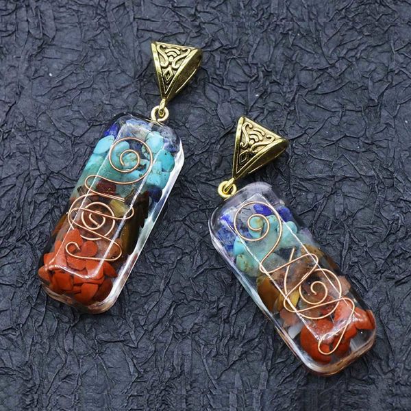 

acrylic retro colorful natural amethysts lapis lazuli 7 colors stone pillar charms pendants wholesale 6pcs orgonite chakela q1209, Bronze;silver