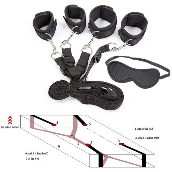 

adjustable nylon handcuff & ankle cuff restraints bondage toy restraints bondage sm product, Red;black