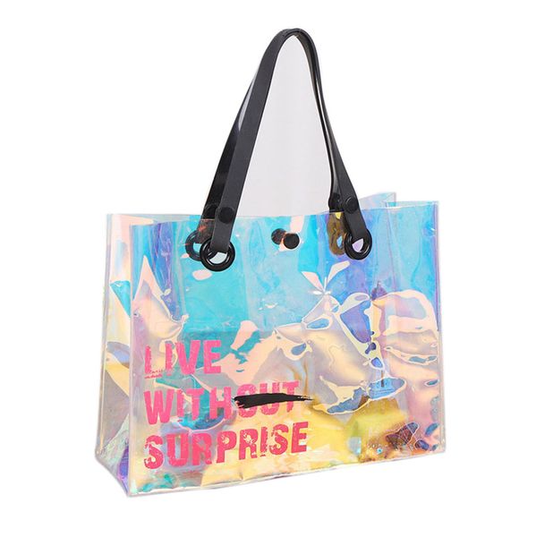 

fashion laser custom holographic pvc shopping china factory promotion bag holographic tote bag laser shopping bags