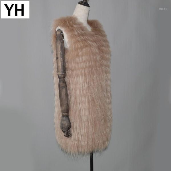 

new women real fur vest female spring autumn 100% genuine fur long waistcoat coat fashion natural real gilet1, Black