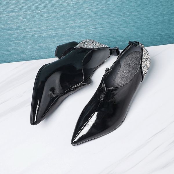 

natural pumps 2021 plus size toe pointed cow women's europe and america women shoes anje, Black