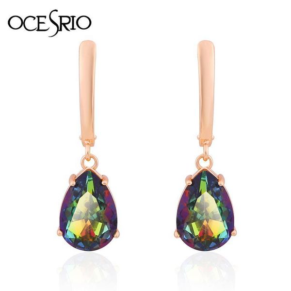 

ocesrio fashion zircon gold 585 earrings for women water drop rose gold earrings 585 earings fashion jewelry ers-j42, Silver
