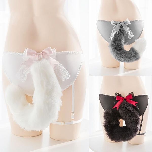 

cute flexible long tail cotton panies erotic toys chastity underwear toys for women toy shop1, Black;pink