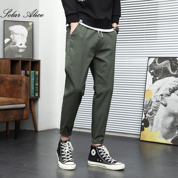 

for 2021 men's spring new mid-waist harem casual pants youth tethered loose foot pants1, Black