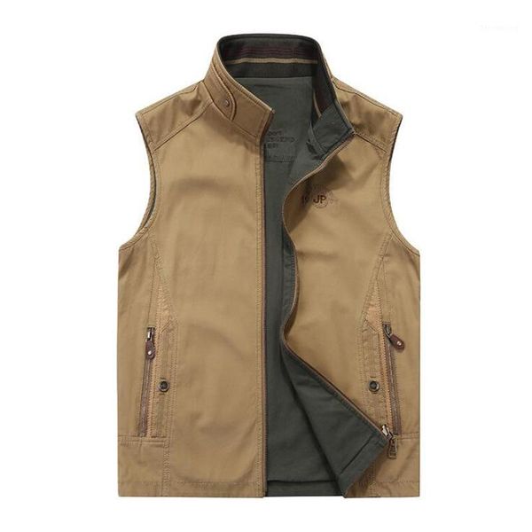 

autumn men's casual vest reversible cotton coat stand collar loose pure color outerwear men fashion vests man big size xxxl1, Black;white