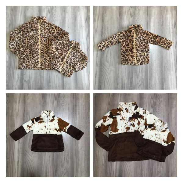 

girlymax fall/winter outfit baby girl mommy coat leopard cow fleece cotton clothes children pullover cotton boutique lj201111, Blue