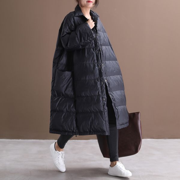 

goose big white female winter coat size, korean jacket down, warm park wears femme v8ol, Black