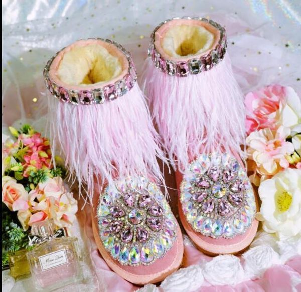 

2020 winter and artisanal strass yolk deep background gross increase leather ladies snow boots tube r8zb, Black