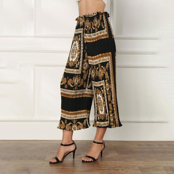 

ewq] негабаритные новые летние олстич высокая талия печать лоскутное свободные брюки женщины большой размер мода tide 3aj41903.2xl, Black;white