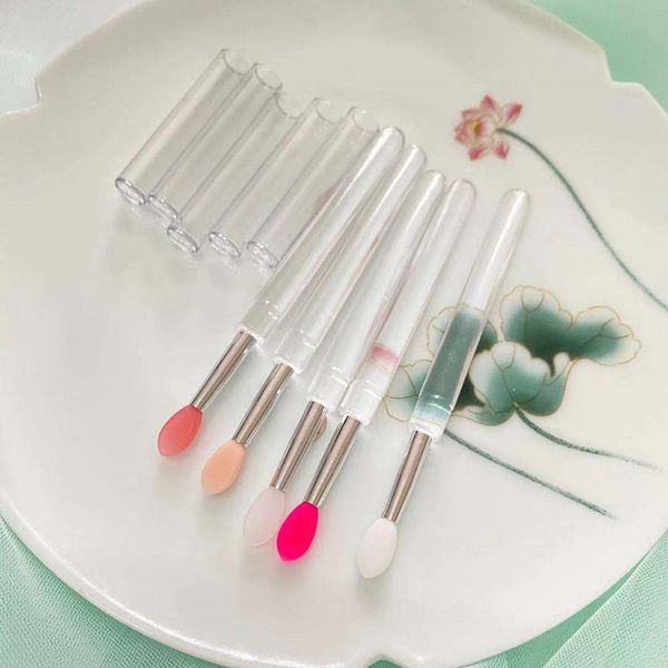 

new retail packaging silicone color lip brush stick disposable lipstick/eyeshadow brush makeup tools cosmetic applicator for usps