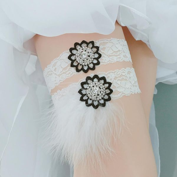 

bridal wedding lace garter belt women elastic embroidery lingerie legs, Black;white