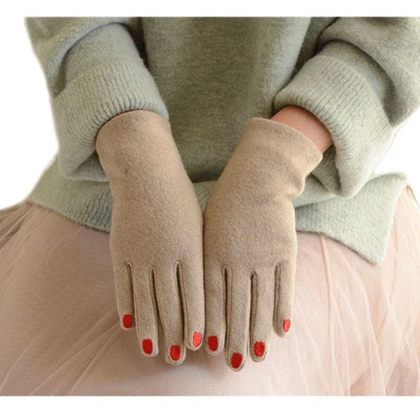 

womens winter faux wool touch screen gloves embroidery nail pattern warm mittens, Blue;gray